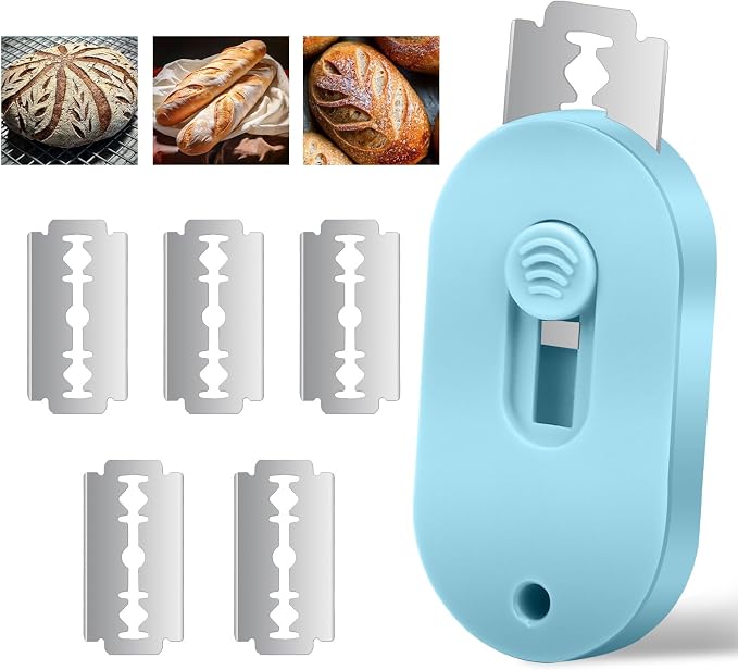 Herda Bread Lame Dough Scoring Tool, Retractable Magnetic Bread Scoring Tool With 5 Bread Razors & Scoring Patterns Booklet, Professional Bread Baking Scorer for Sourdough Bread, Baguette, Rye Bread