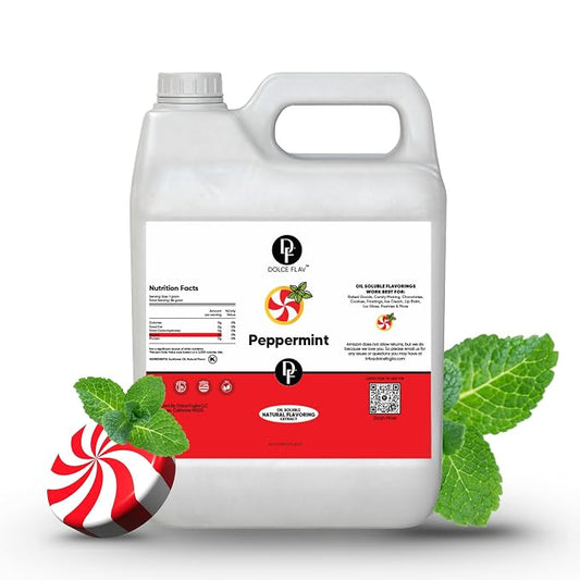 Dolce Flav Peppermint Flavoring – 32 oz. – Premium Oil-Based Extract for Chocolates, Frostings, Baked Goods & Confections | Ideal for Commercial Kitchens & Bakeries