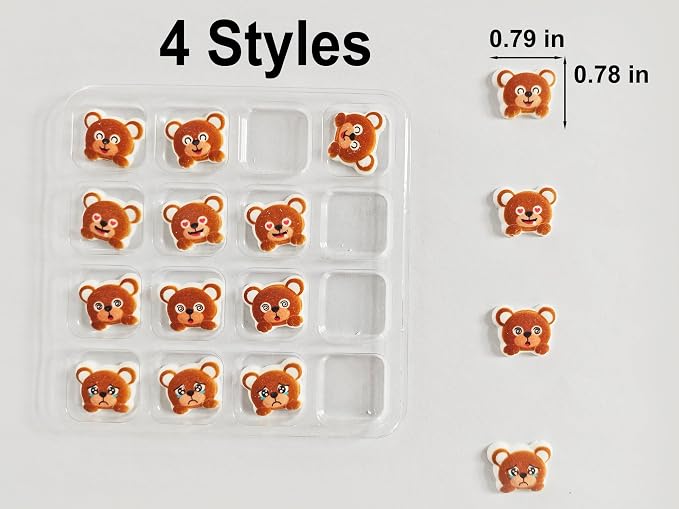 Edible 16 pieces Bear cake decorations, Bears cupcake toppers, perfect Icing Cookies decro for Valentine's Day Birthday Halloween Thanksgiving Christmas party Team Dinner