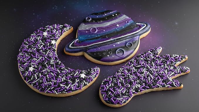 NCS Black, Pearlized Purple & Silver Jimmies Edible Sprinkles – Cupcake, Cake & Cookie Decorations, 7 oz