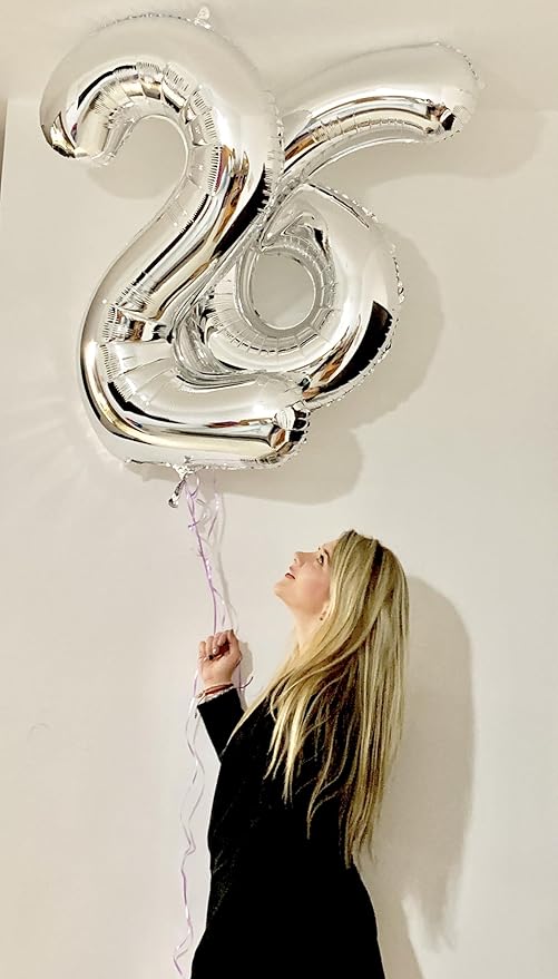Silver 6 Balloon, Number Balloons 40 Inch, 6th Balloons for Birthday Decorations, Silver Party Supplies 6 Birthday Balloon, Number 6 Balloon