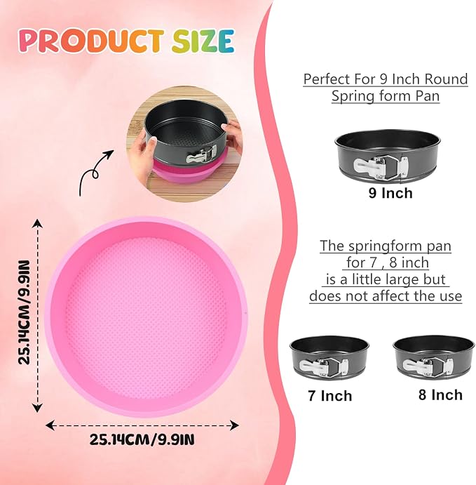 4Pcs Cheesecake Pan Protector, Silicone Springform Pan Protector for 9, 9.5, 7, 8 Inch Cake Mold Baking Pans Round Cakes Mold Cake Baking Pans Preventing Water from Entering the Spring Form Pans