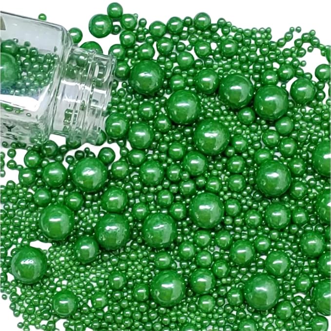 Edible Pearl Sugar Sprinkles Christmas Green Candy Mixing Size Baking Edible Cake Decorations Cupcake Toppers Cookie Decorating Celebrations Wedding Valentines Easter Halloween Christmas Supplies 120g/ 4.24oz
