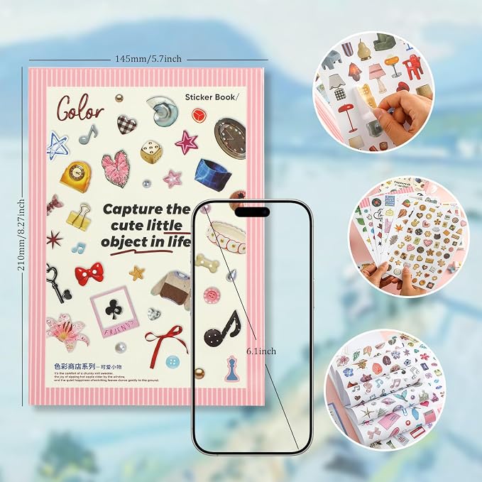 1900+ PCS Vintage Cute Scrapbook Sticker Book, 50 Sheets Retro & Ins Little Object Theme Korean Stickers for Scrapbooking, Art Scrapbook Supplies for Adults Teens Women Girls Junk Journal Journaling
