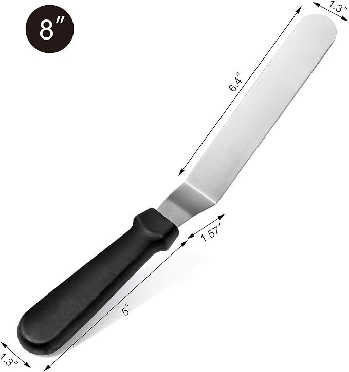 New Star Foodservice Angled Icing Spatula, 8 Inch Blade, 13 Inch Overall, Bakery-Grade Stainless Steel Offset Cake Decorating Spatula