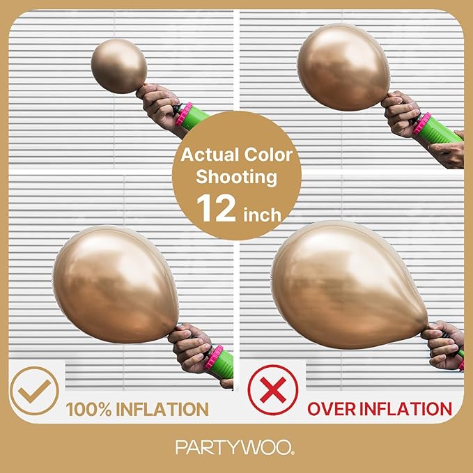 PartyWoo Metallic Gold Balloons 100pcs Different Sizes of 18 12 10 5 Inch Chrome Gold Balloon Arch Kit Garland for Birthday Graduation Baby Shower Wedding Bachelorette Party Decorations Gold-G127