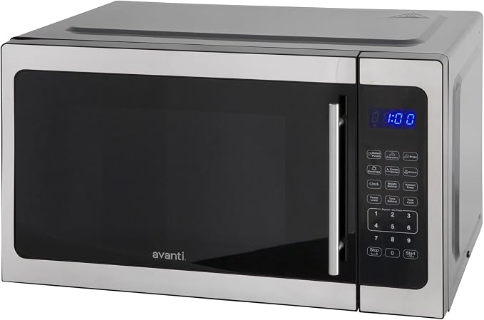 Avanti 1.5 Cu. Ft. Countertop Microwave Oven, 1000 Watts, Stainless Steel, One-Touch Presets, Speed Defrost, Child Lock, Ideal for Apartments, Dorms & RVs, 1.5 cu.ft., Stainless Steel