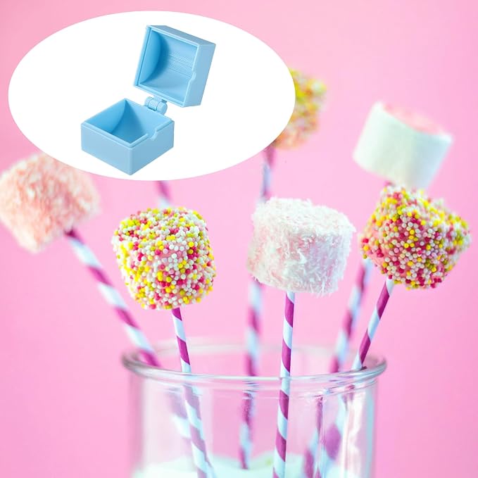 Lyreh Cake Pop Mold with 20 Sticks, Plastic Blue 3D Cake Pop Maker for Weddings Birthdays Cupcake Desserts Ice Cream Candy Chocolate Molds for Home Baking (Square Shape)