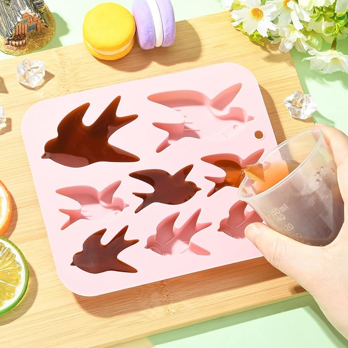 Ipotkitt 2pcs Pink Swallow Shaped Silicone Candy Molds Bird Animal Gummy Molds for Jelly Fondant Chocolate Candy Ice Cake DIY Crafts Keto Fat Bomb