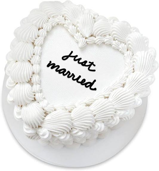 Acrylic Wedding Cake Topper - Elegant Vintage Heart Design for Bride & Groom - Just Married Cake Decor, Funny Wedding Cake Decoration (just married A)