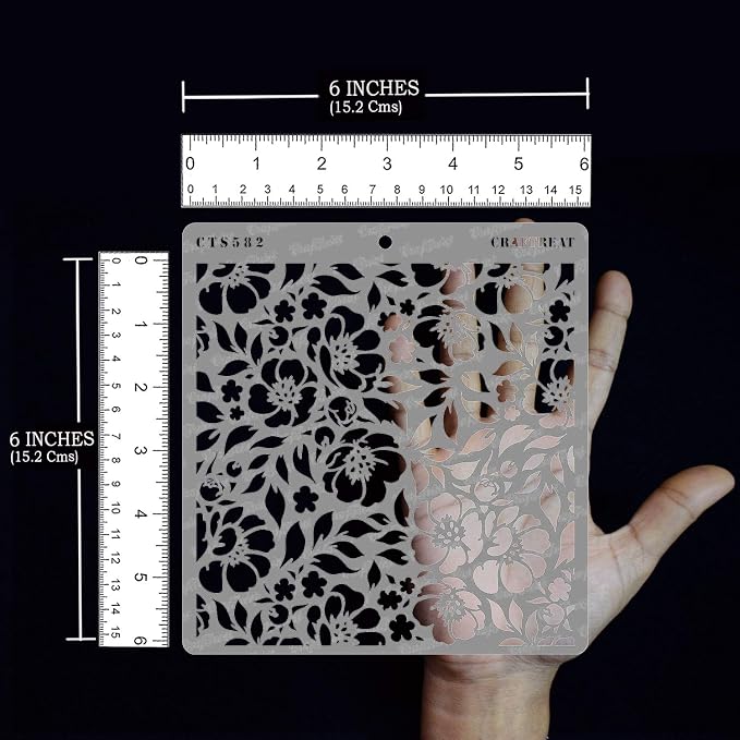 CrafTreat Reusable Flower Stencils for Painting on Wood, Canvas, Paper, Fabric, Floor, Wall and Tile - Anemone Background - 6x6 Inches - DIY Art and Craft Stencils for Painting Flowers