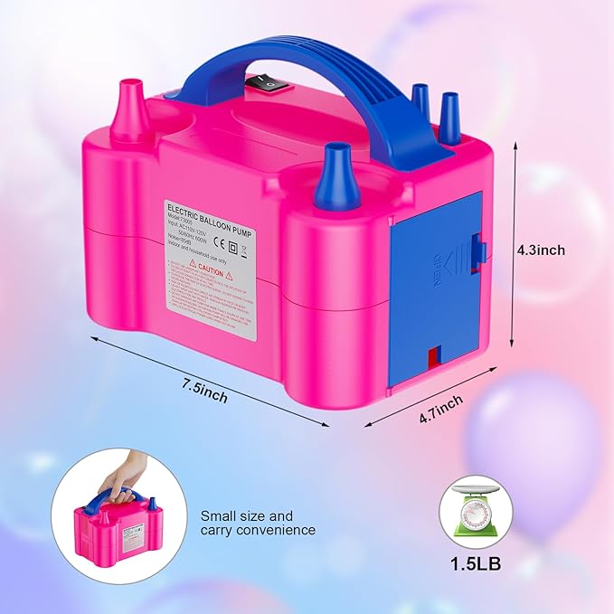 Electric Balloon Pump, Portable Electric Balloon Blower Machine Balloon Air Pump, Dual Nozzle 110V 600W Balloon Inflator for Party Decoration Christmas Birthday