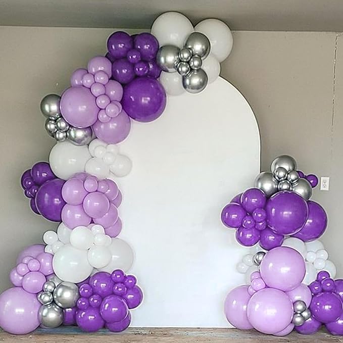 120pcs Purple Balloons, 18 12 10 5 inch Purple Balloons Different Sizes Balloon Arch Kit for Birthday Wedding Baby Shower Party Decorations