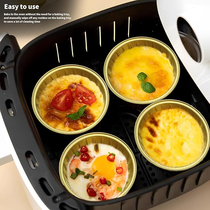 Graduation Party 50Pcs Mini Aluminum Foil Cupcake,5oz Baking Cups with Lids,Mini Cake Pans Disposable,Loaf Pans with Lids,Disposable Ramekins,Tin Cups Containers for Cupcake,Pudding,Muffin (50, Black)