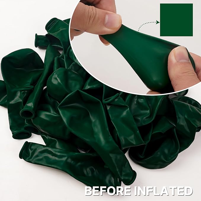 PartyWoo Dark Green Balloons 100pcs Different Sizes of 18 12 10 5 Inch Emerald Hunter Forest Green Balloon Arch Kit for Birthday Christmas Graduation Dinosaur Jungle Theme Party Decorations Green-Y56
