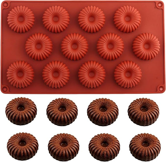 12 Cavity Mini Donut Shaped Silicone Chocolate Molds Doughnut Pan Mold For Donuts Muffin Cupcake