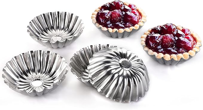 Dicunoy 100 PCS Egg Tart Molds for Baking, 3" Mini Tart Pie Pan, Aluminum Brioche Mold, Reusable Ensaymada Molder Filipino, Brioche Tins Mould for Tart Shells, Cupcakes, Mini Cake, Pudding, Muffin