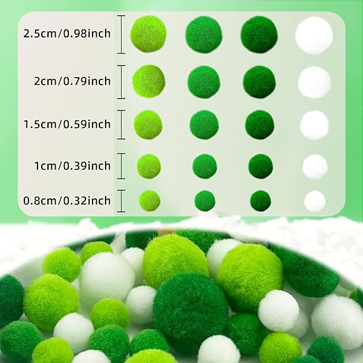 6 Color Green Pipe Cleaners Bulk with Pompoms - 900pcs Craft Kit Fluffy Fuzzy Wire and Pastel Pom Poms Chenille Stems for Arts & Crafts, Flowers School Classroom Christmas Party Supplies