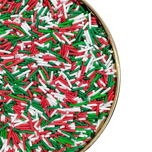 Christmas Jimmies Cake Sprinkles,Green Red White Cookie Sprinkles,Sugar Pearl, Edible Candy Pearls Sprinkles - Holiday Cake Sprinkles for Baking Cupcake and Cake Topper for Cake Cupcake Decorationg (Christmas)