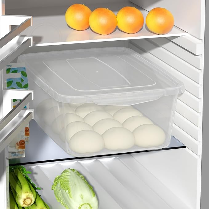 Vababa 2-Pack 16 L Pizza Dough Proofing Box with Lid, Dough Rising Box | Clear Food Pizza Storage Container, Large Capacity, BPA-Free, Dishwasher Safe, for Sourdough, Bread Dough & Pizza Dough