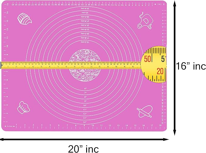 Silicone Baking Mat for Rolling Out Pastry Dough, 20 x 16 Inches, Pink