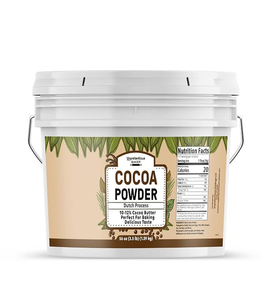 Unpretentious Dutch Cocoa Powder, 1 Gallon Bucket, Brownies, Cookies, Shakes, Food Storage