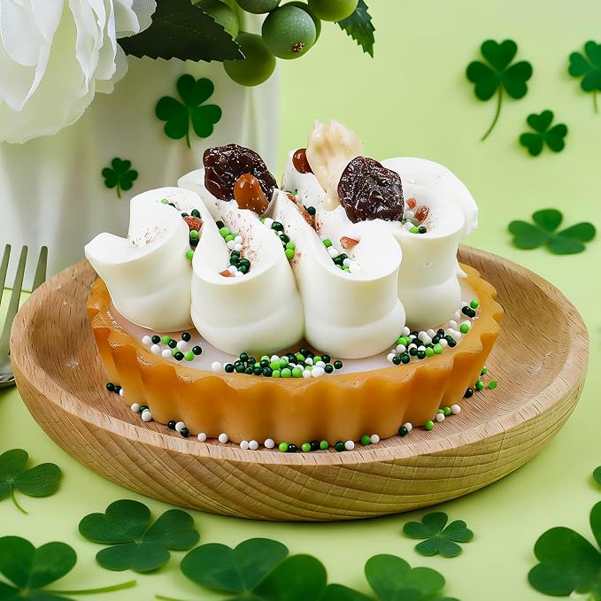 Green Sprinkles for Cake Decorating, 8Oz 4-Cell ST Patricks Day Spring Sprinkles Mix with Shamrock Clover Jimmies Nonpareils Pearls Edible Sugar for Cookies Cake Cupcakes Ice Cream Brownie Baking Topping
