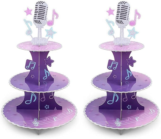 2PCS - Kpop Cupcake Toppers Stand,Kpop Birthday Decorations, Kpop Cake Topper, Cupcake Holder and Serving Tray for Dessert Table,3 Tier Cupcake Stand for Birthday Party Decoration