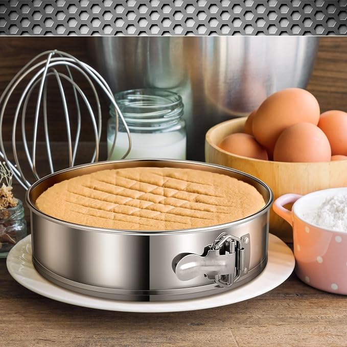 Pickmesh 2 Pack 9 Inch Springform Pans for Baking, Nonstick Round Cheesecake Pans Leakproof Stainless Steel with Removable Bottom with 50 Parchment Paper