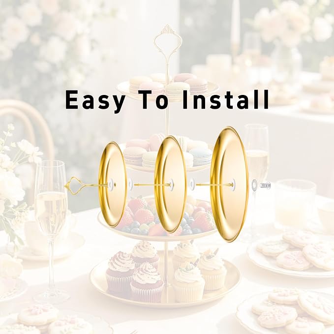 pson 1 Set 3 Tier Stainless Steel Cupcake Stand Holder, Tiered Dessert Display Tower for Wedding, Birthday, Party & Holiday Table Decor(Gold)