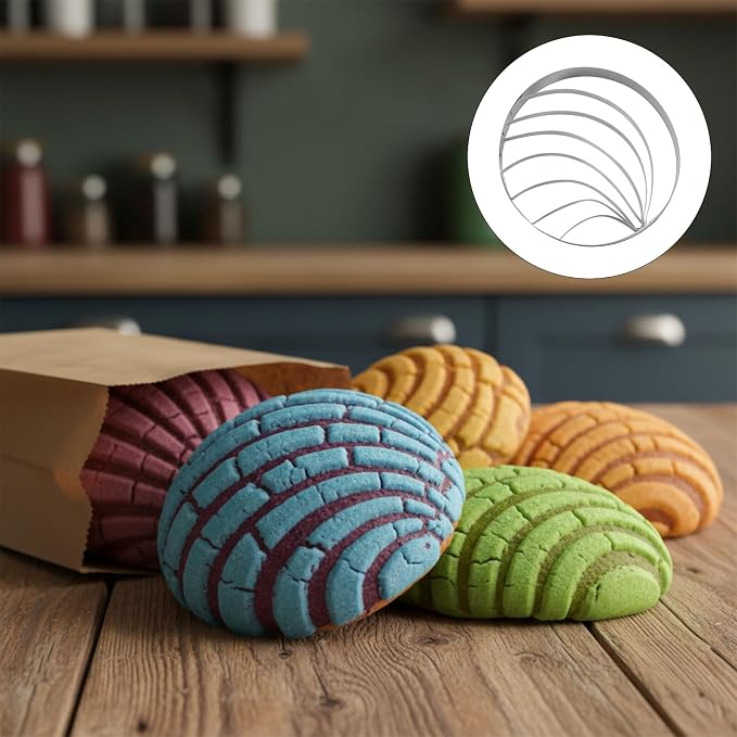 6PCS Cookie Cutter - Includes 1pcs Mexican Bread Mold and 5pcs Pig Concha Stamp for Perfect Conchas - Donut Biscuit Cutters Variety Pack Baking Supplies Kitchen Appliances