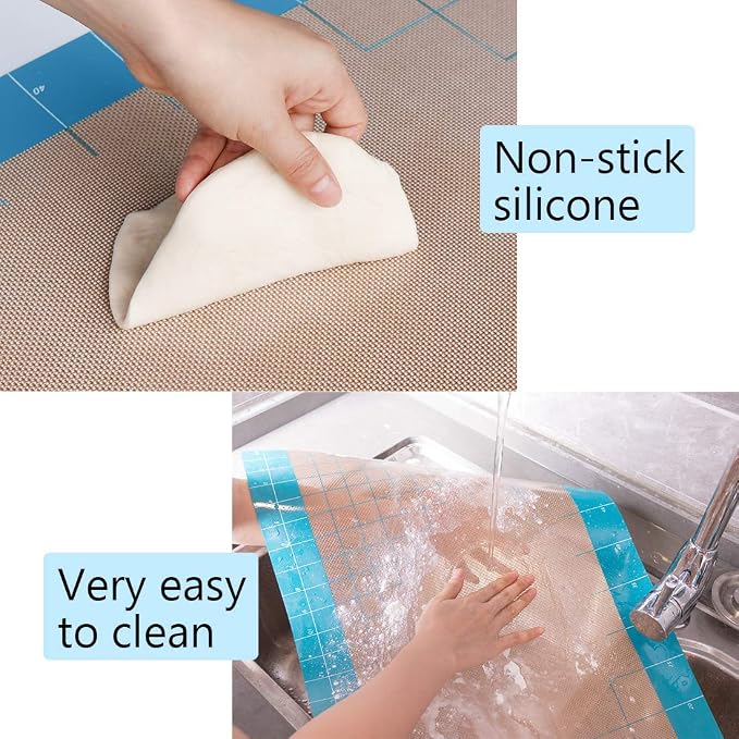 36x24 inch XXL Silicone Baking Mat Extra Large Pastry Fondant Dough Mat Non Stick, Full Stick To Countertop Surface Liner For Rolling Kneading Pie Crust Pizza Cake Bread Cookie Bake Scone Tool