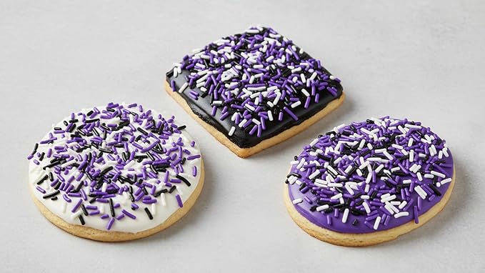 NCS Black, White & Pearlized Purple Jimmies Edible Sprinkles – Cupcake, Cake & Cookie Decorations, 7 oz