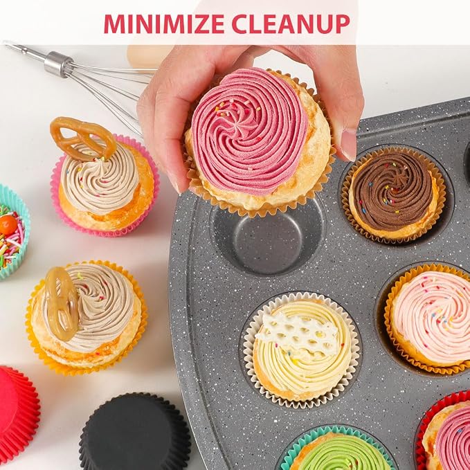 Standard Red Cupcake Liners for Baking 200 Counts - Caperci Greaseproof Muffin Baking Cups for Wedding Birthday Party Baby Shower Festivals (Red)
