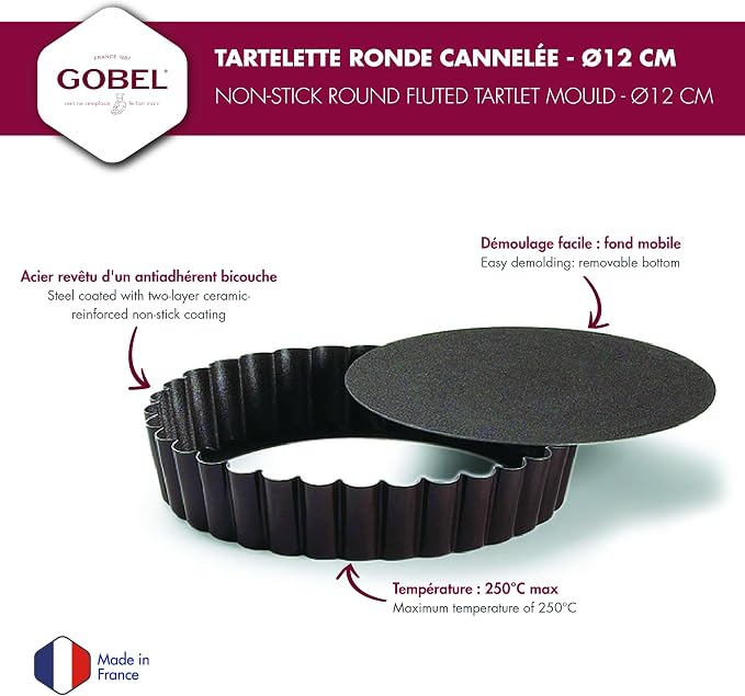 Paderno World Cuisine 4.75" Fluted Non-Stick Tart Pan with Removable Bottom 4.75 Inch