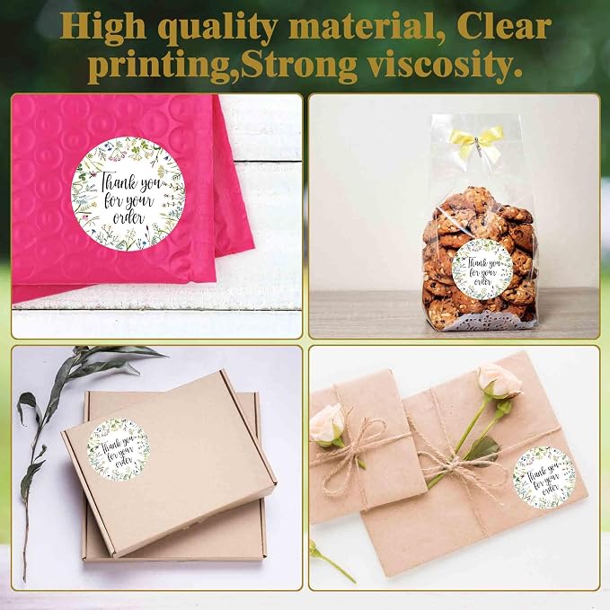 Flower Thank You for Your Order Stickers, Cute Floral Small Business Envelopes Stickers,Handmade Business Packaging - 500pcs