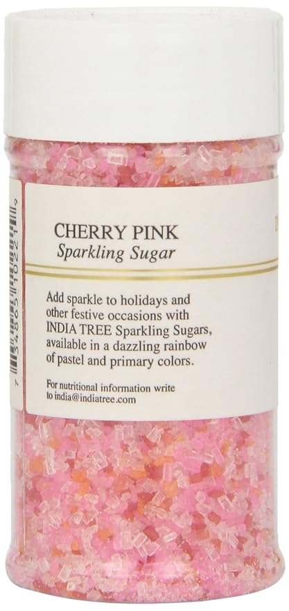 India Tree Cherry Pink Sparkling Sugar, 3.5 oz | Vibrant Multi-Color Blend for Baking & Decorating