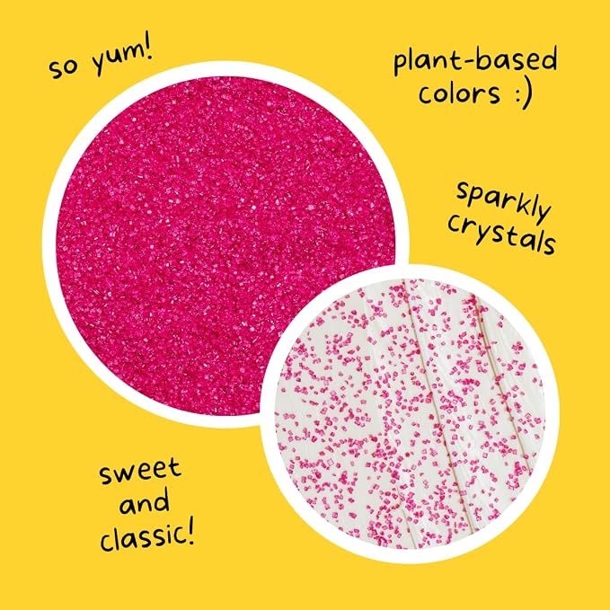 Supernatural Twinkles Sprinkles, Hot Pink Sanding Sugar, Plant-Based Color, Vegan, 3oz, Made in USA
