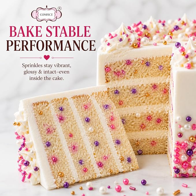 Confect Sprinkle Mix Set – Unicorn-Inspired Cake & Cupcake Decorations |Bright Pink, Pearl White, Purple Sugar Blend | Vegan, Gluten-Free, Nut-Free - 5 Oz