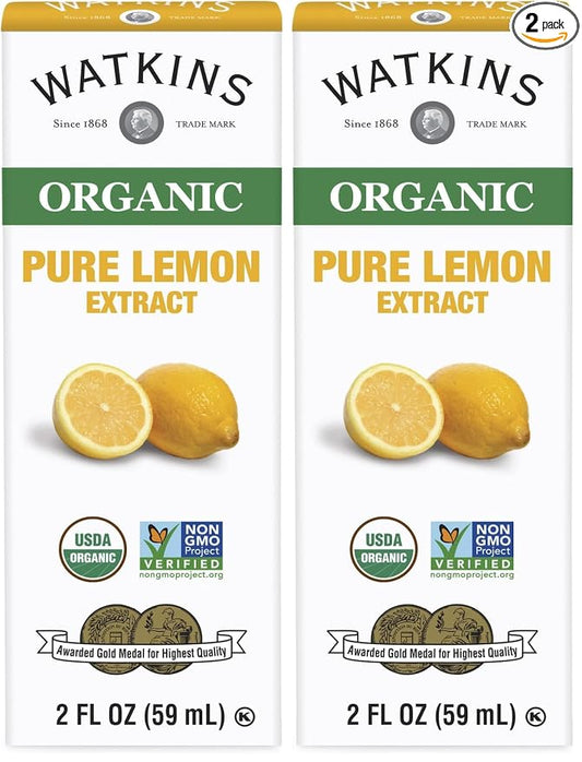 Watkins Organic Pure Lemon Extract, Non-GMO, Kosher, 2 oz. Bottle, 1-Pack (Pack of 2)