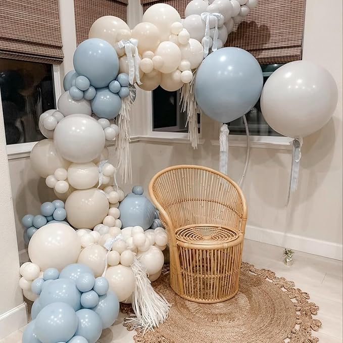 120pcs White Sand Balloons 18 12 10 5 inch Different Sizes Beige Balloon Arch Kit for Neutral Baby Bridal Shower Wedding Engagement Birthday Party Decorations