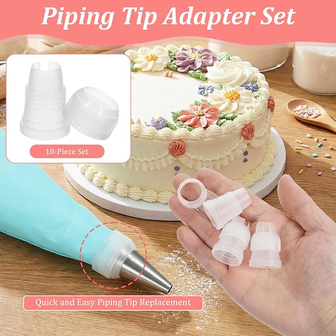 Standard Plastic Couplers for Piping Bags 10 Pack Small Couplers for Piping Bags Cake Decorating Coupler Transparent Pipe Tip Coupler (1.3 x 0.8 Inch)