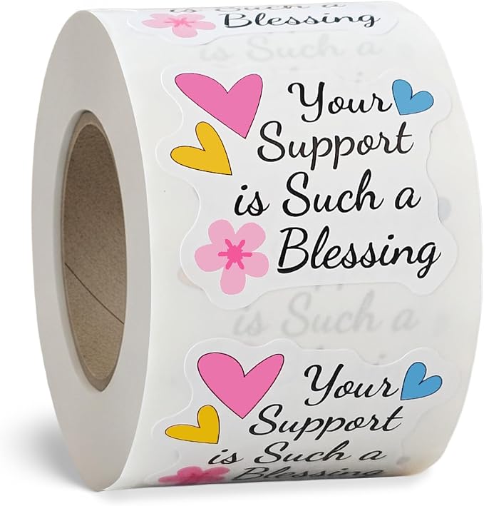 500Pcs Thank You Stickers for Small Business Online Retailers Small Shop Mail Envelopes Baking, Sealing Packaging Gift Wrap Stickers, Your Support is Such A Blessing