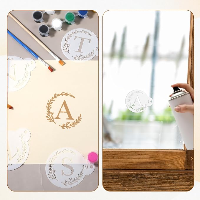 27 PCS Cookie Decorating Stencils Small Letter Stencil for Cookie Royal Icing Cookies Stencil 3 X 3.6 Inch Reusable Alphabet Stencils for Cake Coffee Decorating Baking DIY