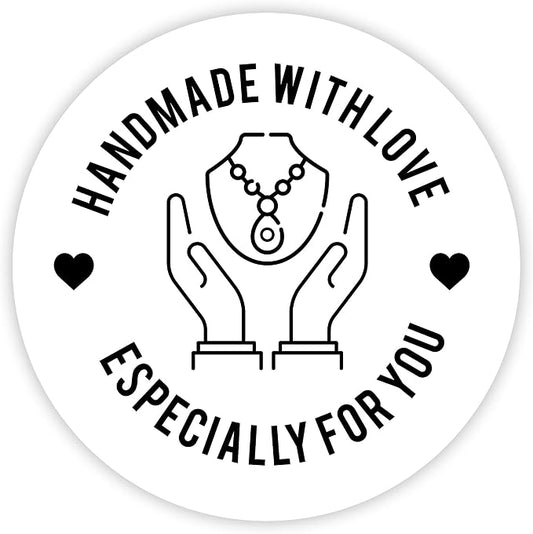 Andaz Press Round Small Business Sticker Labels, 120-Pack, Necklace Handmade with Love, Especially for You, Jewelry Handmade Stickers for Packaging, Product Labels for Small Business