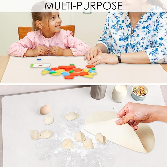 Extra Large Silicone Mat, Food-Grade Flexible Silicone Table Mats for Kids Non-Slip Placemat Waterproof Heat Insulation Countertop Protector Pastry Mat Silicone Pad, 31.5''x17'' Transparent