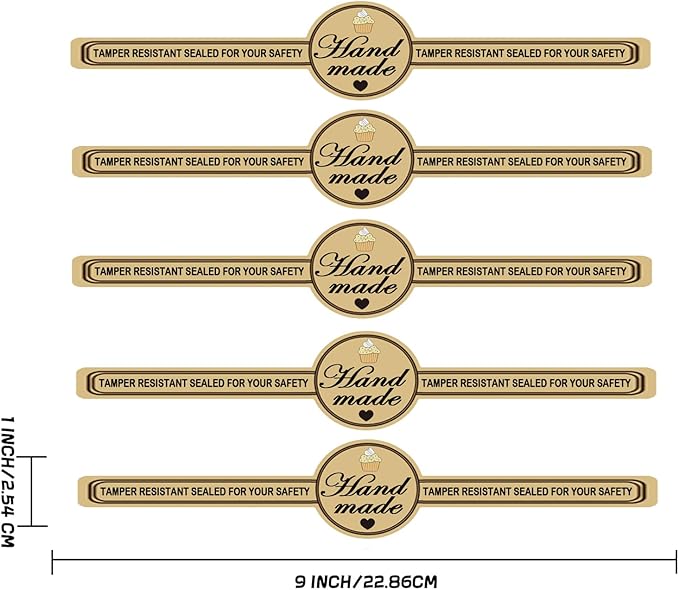 Food Retail Package Seal Labels,9x1 Inch Safe Secure Package Tamper Resistant Stickers for Handmade Baking Craft Arts （200 Pcs）