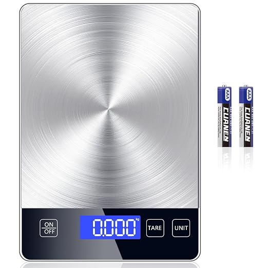 Food Kitchen Scale, Digital Food Scale 33lb Digital Kitchen Scale Precisely Measures Grams and Ounces for Meal Prep Baking and Cooking, 304 Stainless Steel Kitchen Scale LCD Display