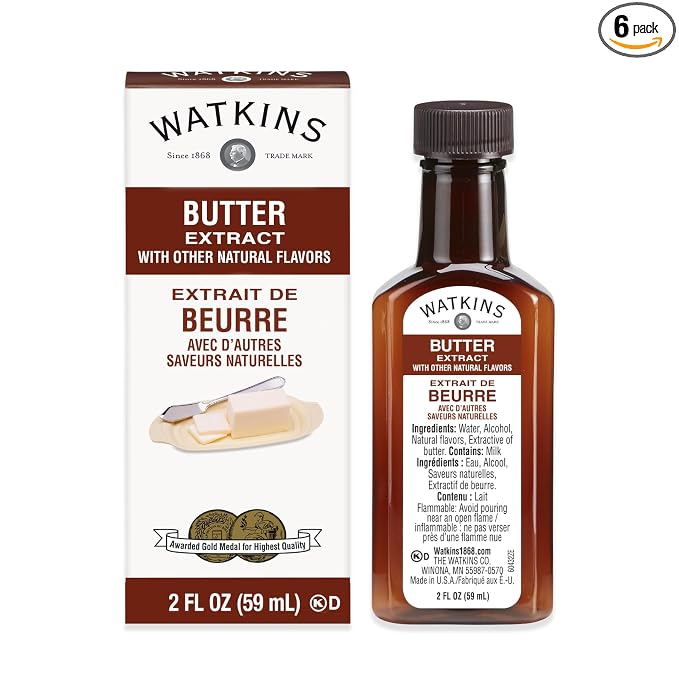 Watkins Butter Extract with Other Natural Flavors, 2 oz. Bottles, Pack of 6 (Packaging May Vary)
