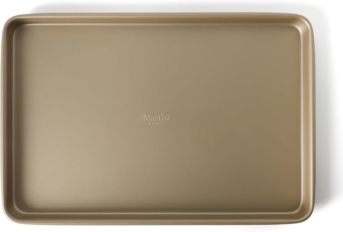 Martha Stewart Gallen 13 x 9 Inch Nonstick Carbon Steel Cookie Sheet - Champagne Durable Baking Pan for Cookies, Brownies & Roasting